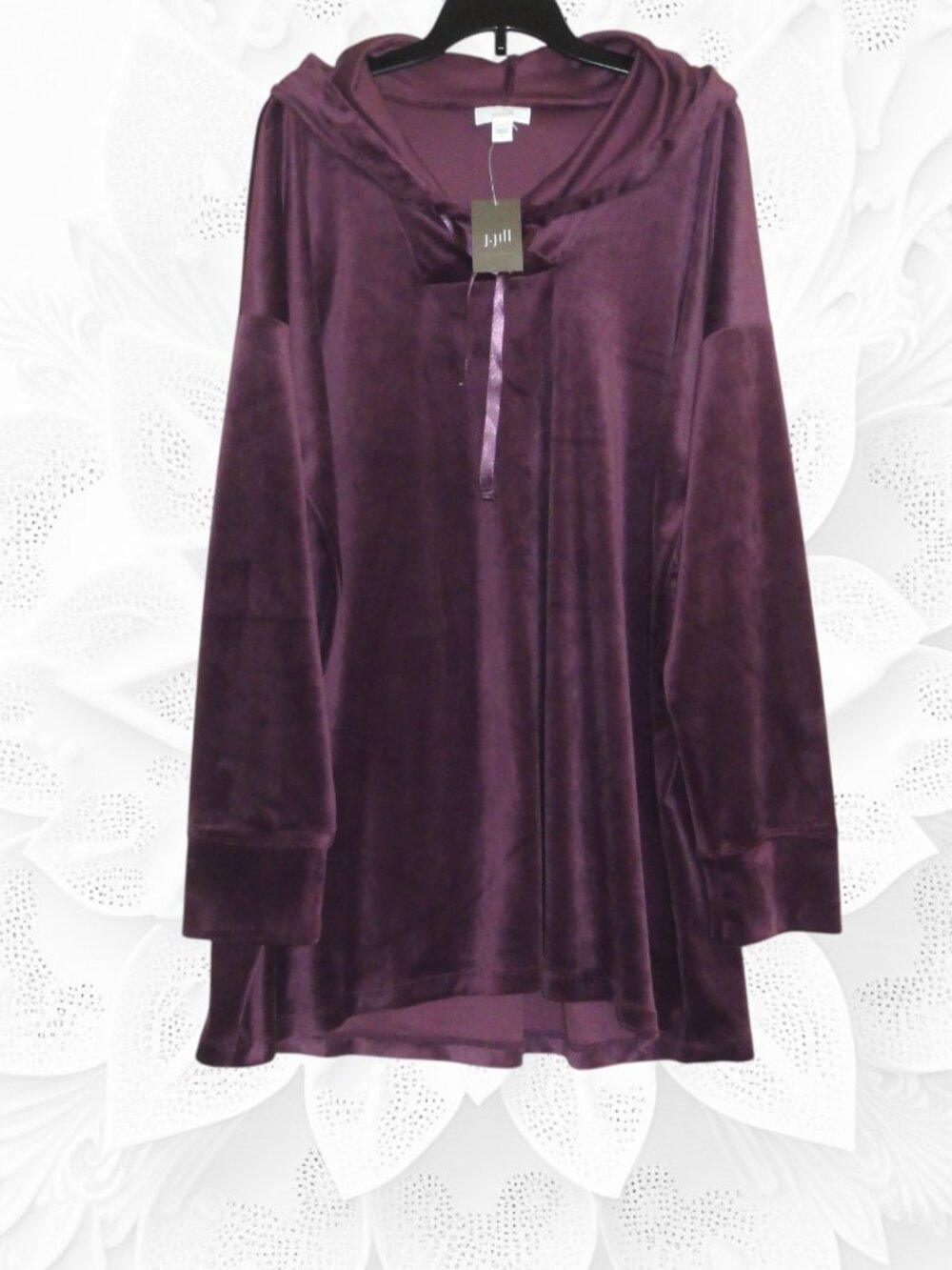 NEW Pure Jill ~ J Jill (Large) Plum Velour Hoodie Top